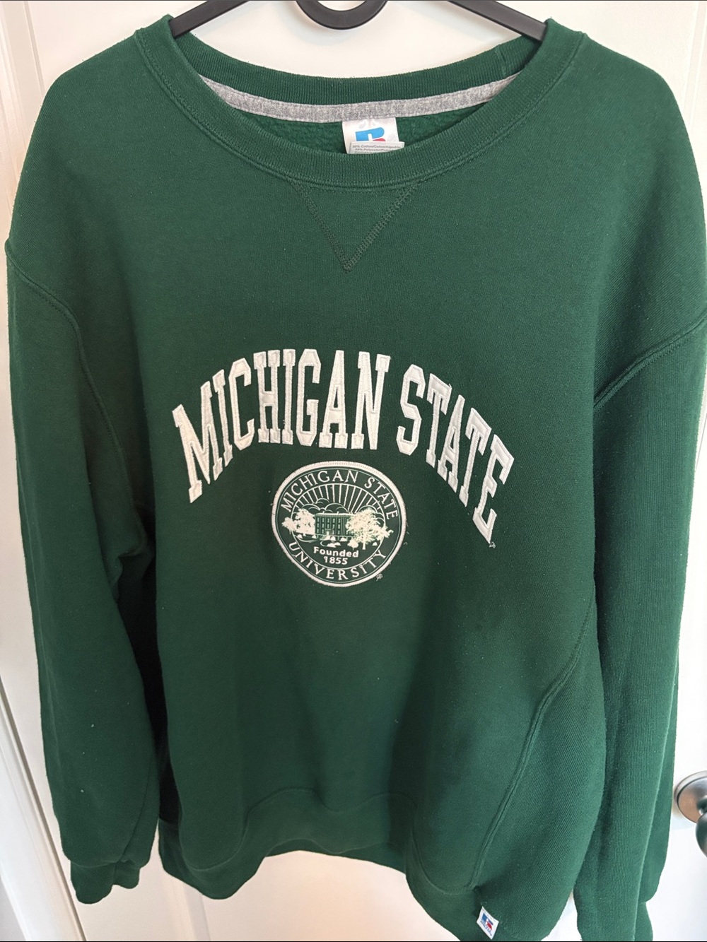 Russell Athletic Michigan State Green Crewneck with White Logo